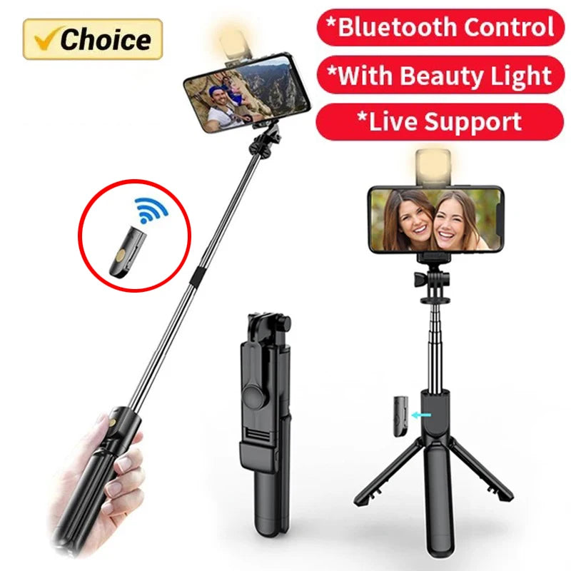 Selfie Stick Wireless Tripod Stand with Light Bluetooth