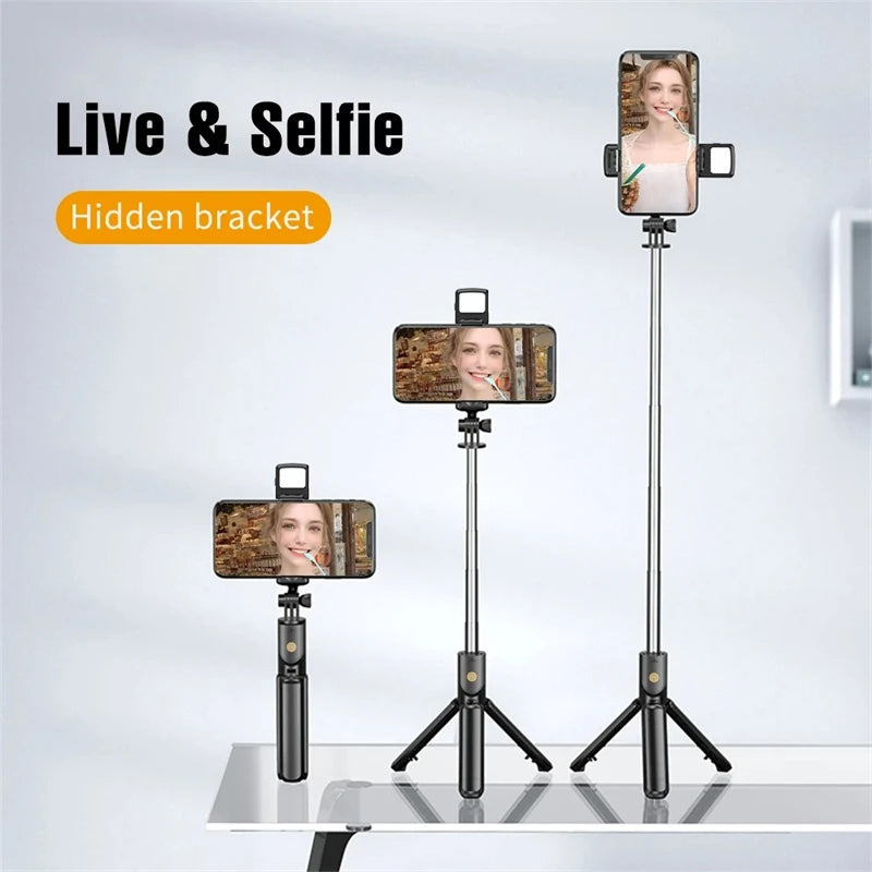 Selfie Stick Wireless Tripod Stand with Light Bluetooth