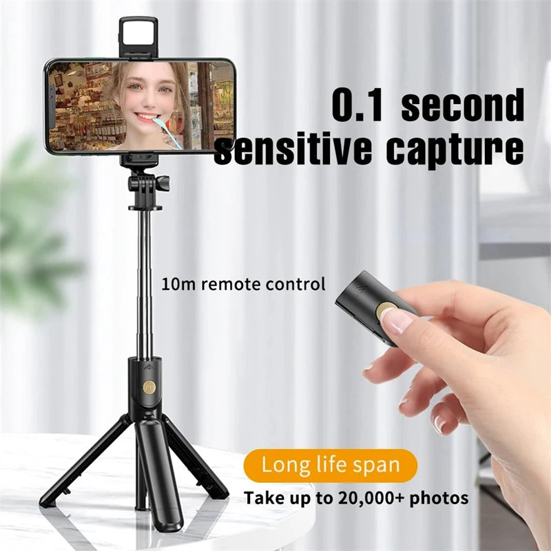 Selfie Stick Wireless Tripod Stand with Light Bluetooth