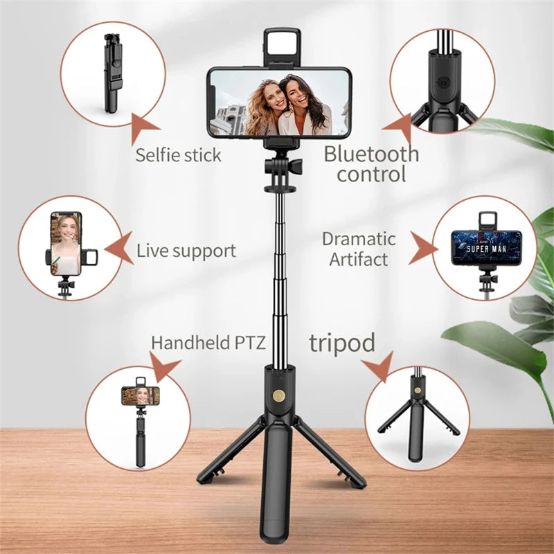 Selfie Stick Wireless Tripod Stand with Light Bluetooth
