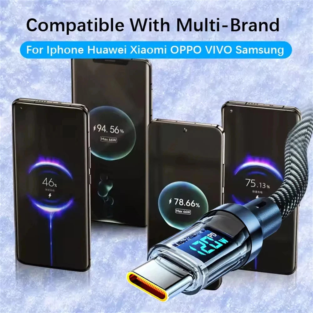 Phone Super Fast Charging Cable with LED display screen