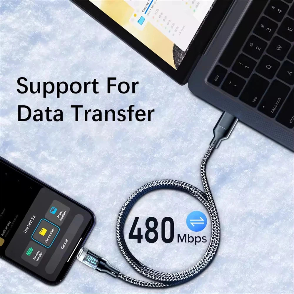Phone Super Fast Charging Cable with LED display screen