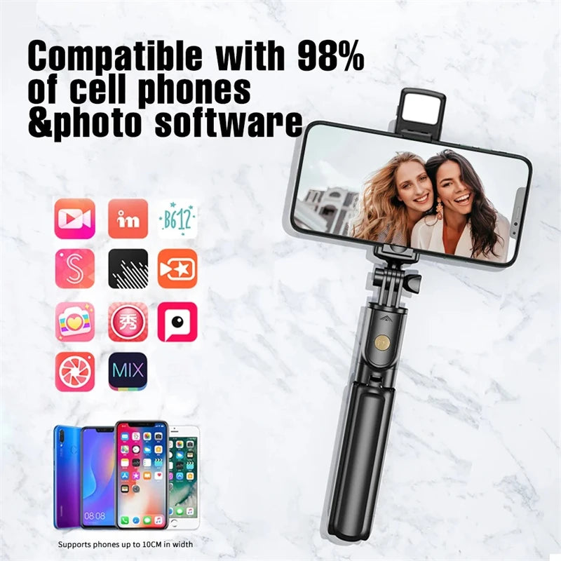 Selfie Stick Wireless Tripod Stand with Light Bluetooth